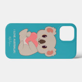 Aangepaste naam, tekst en kleurenliefde Koala-tele Case-Mate iPhone Case (Achterkant (horizontaal))