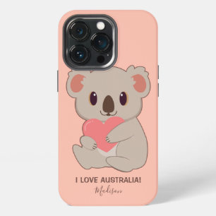 Aangepaste naam, tekst en kleurenliefde Koala-tele iPhone 13 Pro Hoesje