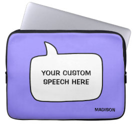 Aangepaste naam, tekst- en kleurspraakballonnen laptop sleeve