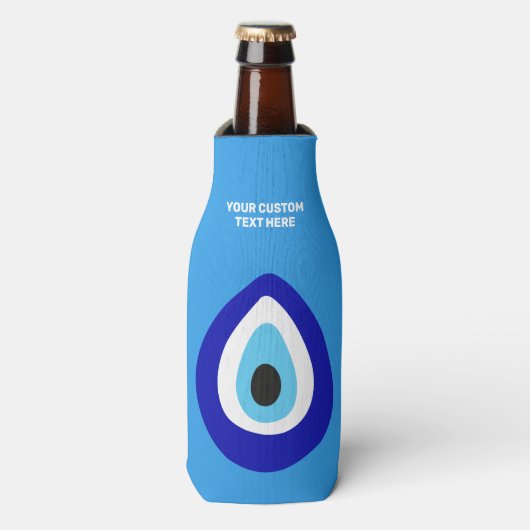 Aangepaste naam & tekst Evil Eye Nazar Amulet Flesjeskoeler (Fles Voorkant)