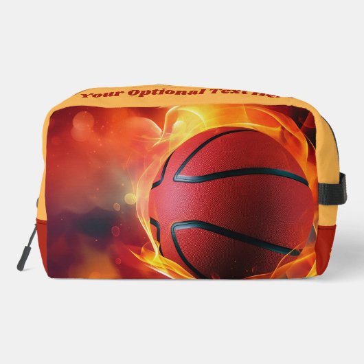 Aangepaste naam & tekst Flaming Basketball Toilettasje (Achterkant)