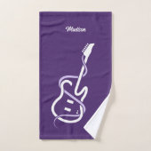 Aangepaste naam & tekst gestileerde gitaar bad handdoek (Handdoek)