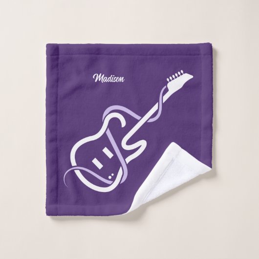 Aangepaste naam & tekst gestileerde gitaar bad handdoek (Wasdoekje)