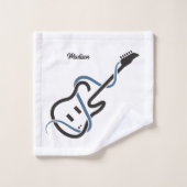 Aangepaste naam & tekst gestileerde gitaar bad handdoek (Wasdoekje)