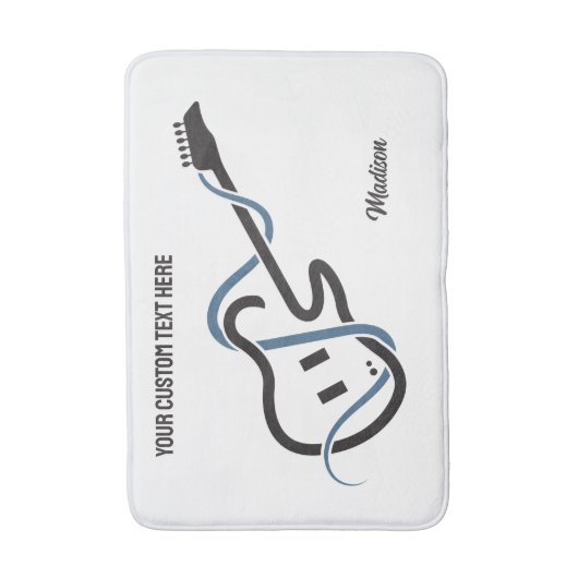 Aangepaste naam & tekst gestileerde gitaar badmat (Voorkant Verticaal)