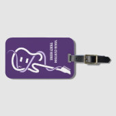 Aangepaste naam & tekst gestileerde gitaar bagagelabel (Voorkant (horizontaal))