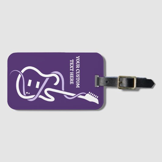 Aangepaste naam & tekst gestileerde gitaar bagagelabel (Voorkant (horizontaal))