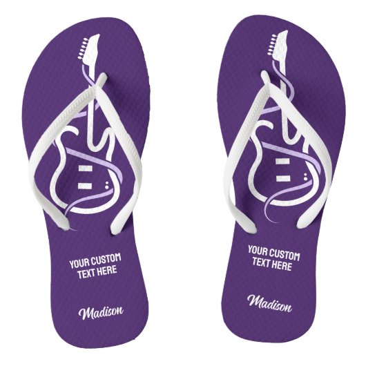 Aangepaste naam & tekst gestileerde gitaar teenslippers (Voetbed)