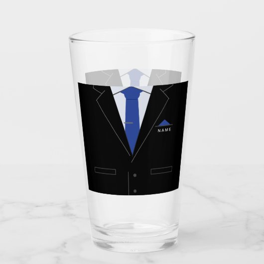 Aangepaste naam Tekst Glas Bedrijf Zwart Kostuum e (Voorkant)