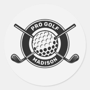 Aangepaste naam & tekst Golf Ronde Sticker