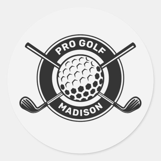 Aangepaste naam & tekst Golf Ronde Sticker (Voorkant)