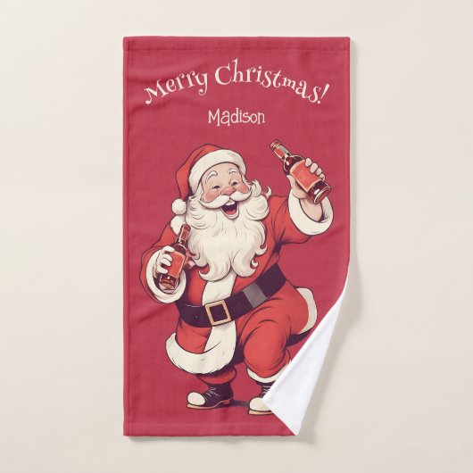Aangepaste Naam & Tekst Grappig Drink Kerstman Handdoek (Handdoek)