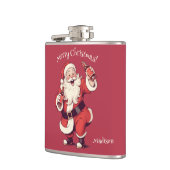 Aangepaste Naam & Tekst Grappig Drink Kerstman Heupfles (Links)