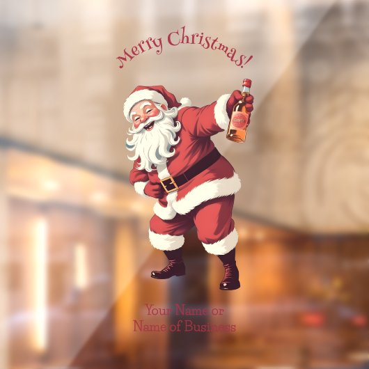 Aangepaste Naam & Tekst Grappig Drink Kerstman Raamsticker (Vel 2)