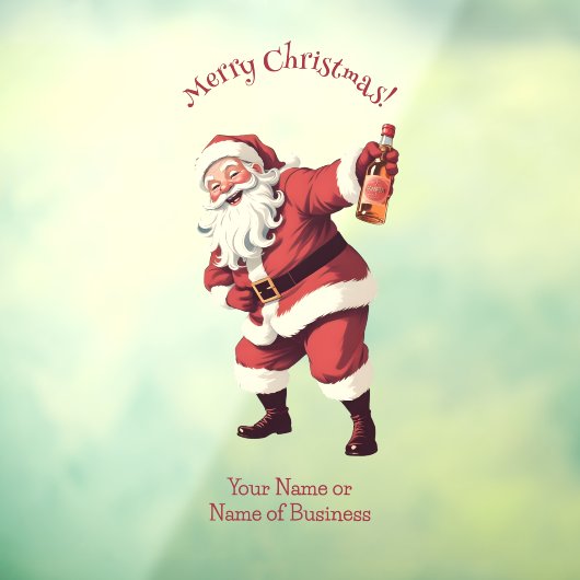 Aangepaste Naam & Tekst Grappig Drink Kerstman Raamsticker (Vel 3)
