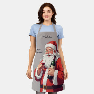 Aangepaste Naam & Tekst Grappig Drink Kerstman Schort