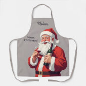 Aangepaste Naam & Tekst Grappig Drink Kerstman Schort (Voorkant)