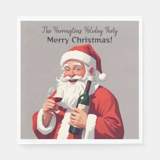 Aangepaste Naam & Tekst Grappig Drink Kerstman Servet (Voorkant)