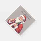 Aangepaste Naam & Tekst Grappig Drink Kerstman Servet (Hoek)