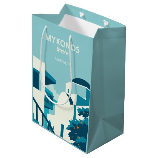 Aangepaste naam & tekst Griekenland Medium Cadeauzakje (Achterkant Gekanteld)