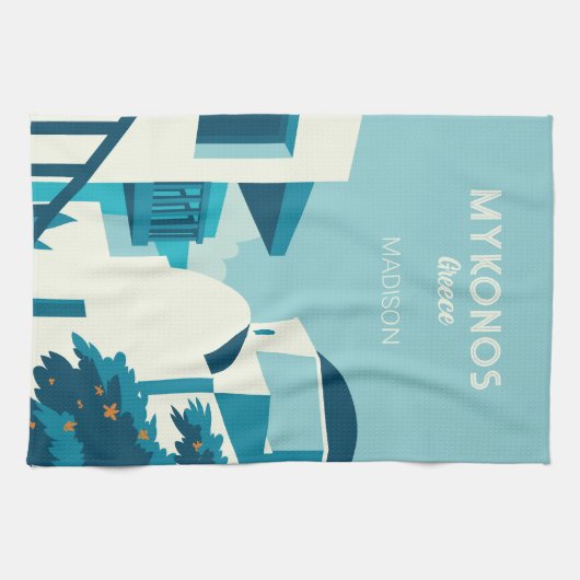 Aangepaste naam & tekst Griekenland Theedoek (Horizontaal)