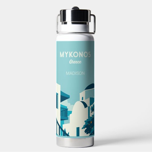Aangepaste naam & tekst Griekenland Waterfles (Achterkant)