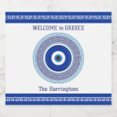 Aangepaste naam & tekst Grieks patroon Evil Eye Na Bier Etiket (Enkel label)