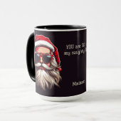Aangepaste naam & tekst Grumpy Santa Mok (Voorkant links)