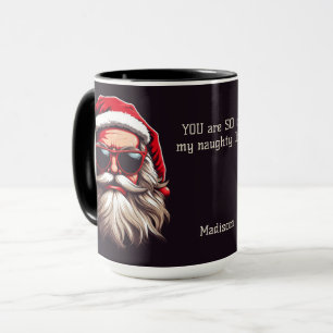 Aangepaste naam & tekst Grumpy Santa Mok
