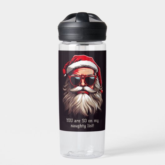 Aangepaste naam & tekst Grumpy Santa Waterfles (Voorkant)