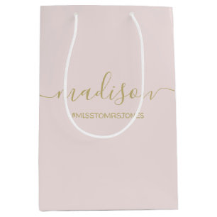 Aangepaste naam tekst Hashtag Goud Schrift Blush R Medium Cadeauzakje