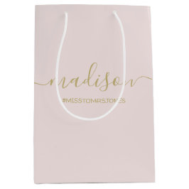 Aangepaste naam tekst Hashtag Goud Schrift Roze Medium Cadeauzakje