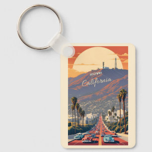 Aangepaste naam / tekst Hollywood Californië Sleutelhanger