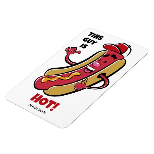 Aangepaste naam & tekst Hot Dog Magneet (Linkerzijde)