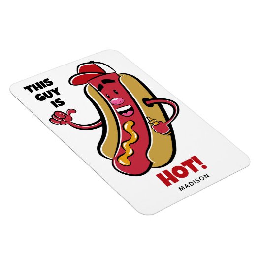 Aangepaste naam & tekst Hot Dog Magneet (Rechterzijde)