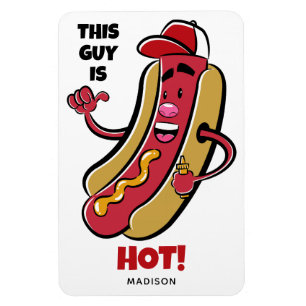 Aangepaste naam & tekst Hot Dog Magneet