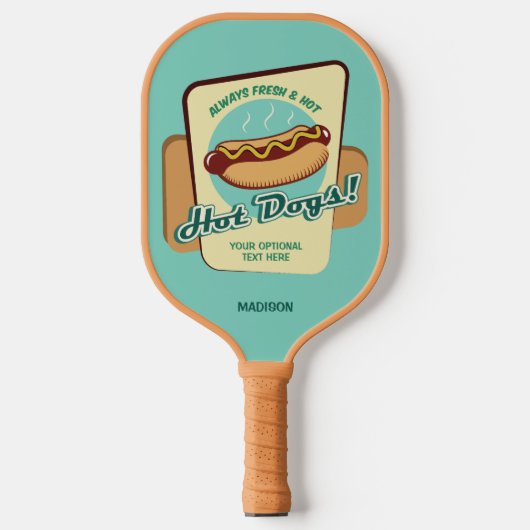 Aangepaste naam & tekst Hot Dog Pickleball Paddle (Voorkant)