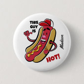 Aangepaste naam & tekst Hot Dog Ronde Button 5,7 Cm (Voorkant)