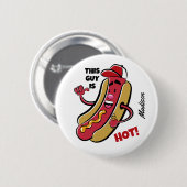 Aangepaste naam & tekst Hot Dog Ronde Button 5,7 Cm (Voorkant /achterkant)