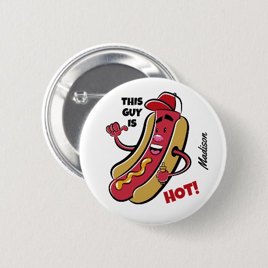 Aangepaste naam & tekst Hot Dog Ronde Button 5,7 Cm (Voorkant /achterkant)