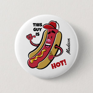 Aangepaste naam & tekst Hot Dog Ronde Button 5,7 Cm