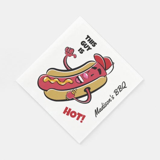 Aangepaste naam & tekst Hot Dog Servet (Hoek)