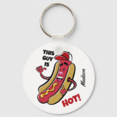 Aangepaste naam & tekst Hot Dog Sleutelhanger (Voorkant)