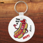Aangepaste naam & tekst Hot Dog Sleutelhanger (Voorkant)