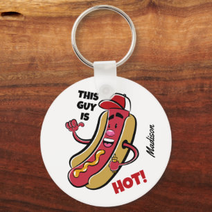 Aangepaste naam & tekst Hot Dog Sleutelhanger