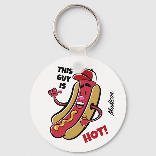 Aangepaste naam & tekst Hot Dog Sleutelhanger (Achterkant)