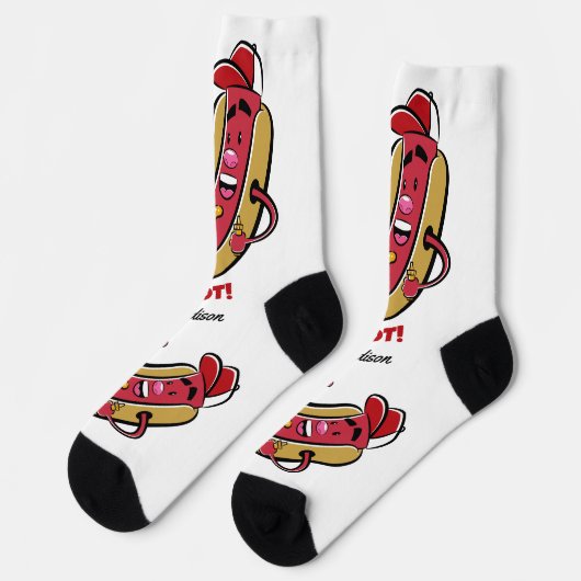 Aangepaste naam & tekst Hot Dog Sokken (Links)