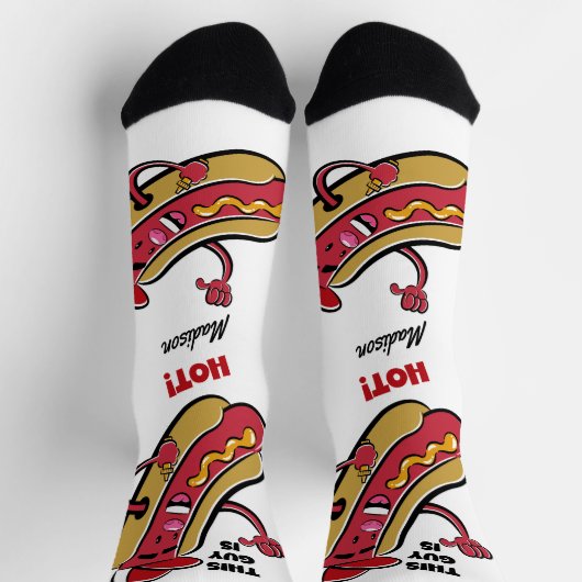 Aangepaste naam & tekst Hot Dog Sokken (Top)