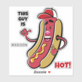Aangepaste naam & tekst Hot Dog Sticker (Vel)