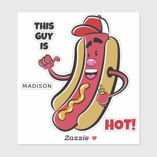 Aangepaste naam & tekst Hot Dog Sticker (Vel)